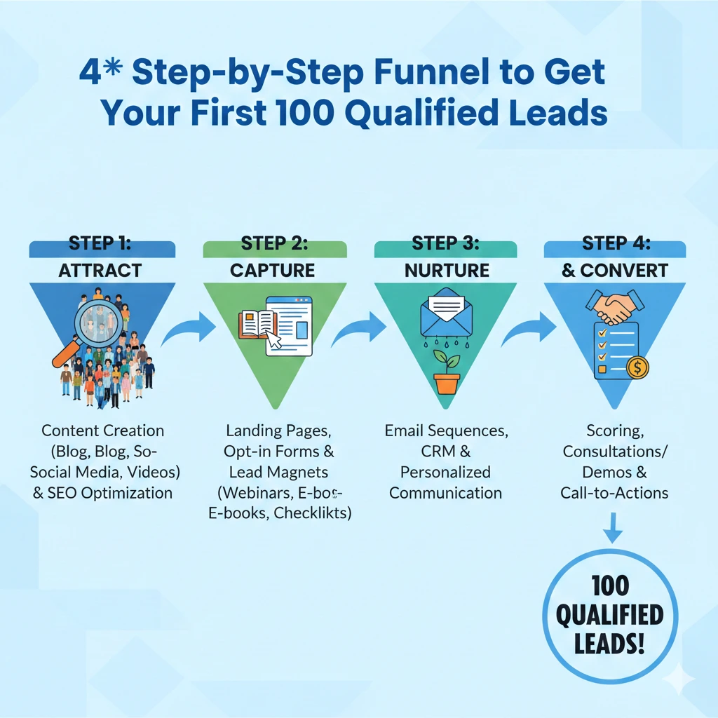 Step-by-Step Funnel to Get Your First 100 Qualified Leads in Meta Ads for lead generation